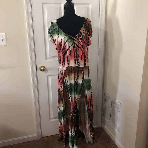Derek Heart Plus tribal print maxi ruffled dress - Picture 4 of 8